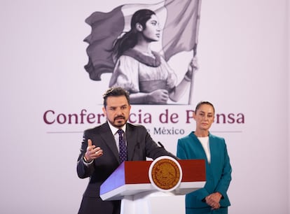 Robledo, general director of the IMSS and Claudia Sheinbaum during a press conference this Monday at the National Palace, where the health issue was highlighted.