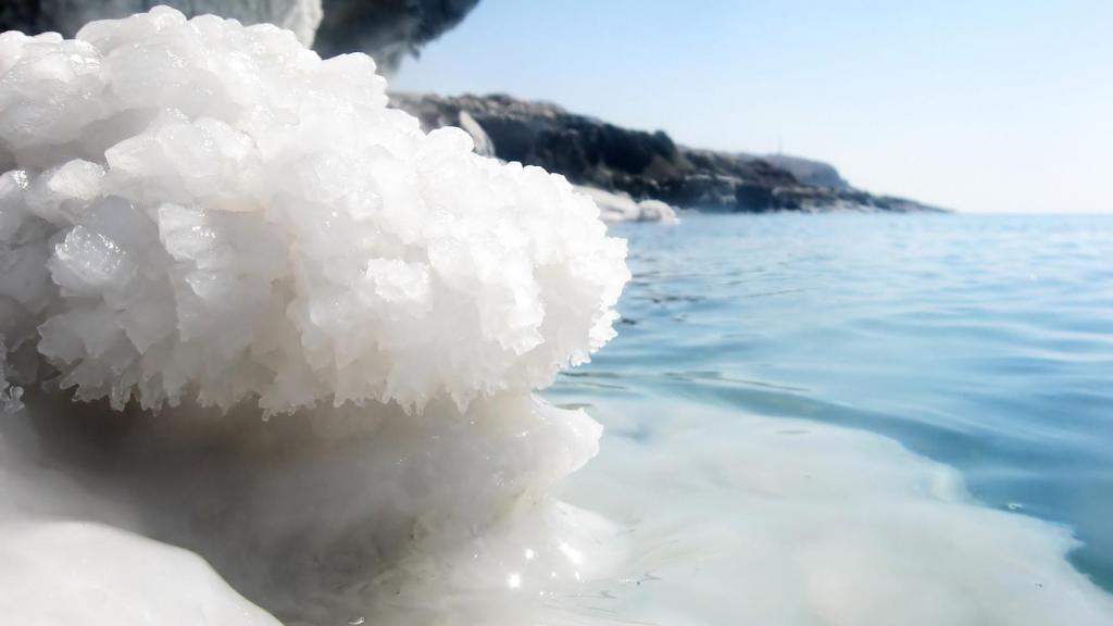 File image of salt on the shores of the Dead Sea.