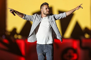 FILE - Liam Payne of One Direction performs at the Honda Civic Tour at Qualcomm Stadium on Thursday, July 9, 2015, in San Diego, California. (Photo by Rich Fury/Invision/AP, File)