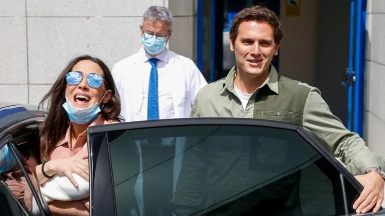 Malú and Albert Rivera during the presentation before the media of their daughter Lucía Rivera Sánchez in Móstoles